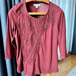 Coldwater Creek beaded top rust brown size medium